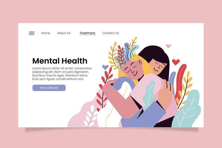 Vector gratuito plantilla de página de destino de salud mental