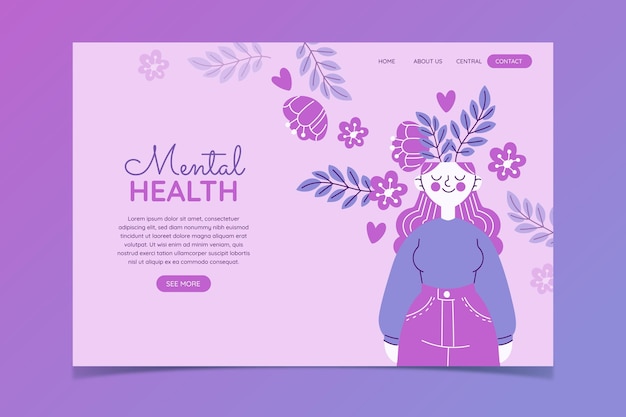 Vector gratuito plantilla de página de destino de salud mental