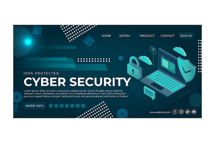 Vector gratuito plantilla de página de destino de seguridad cibernética