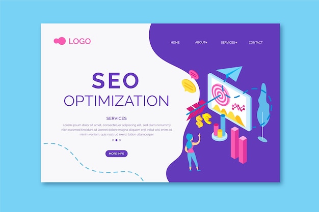 Vector gratuito plantilla de página de destino de seo