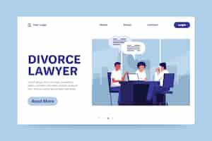 Vector gratuito plantilla de página de destino de servicio de abogado de divorcio