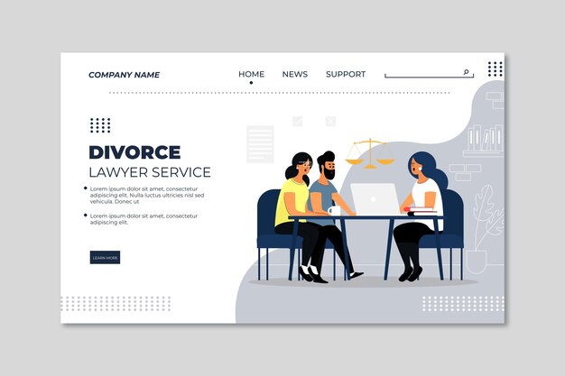 Plantilla de página de destino de servicio de abogado de divorcio