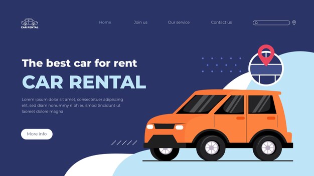 Plantilla de página de destino del servicio de alquiler de automóviles