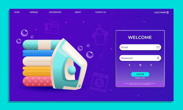 Vector gratuito plantilla de página de destino del servicio de lavandería