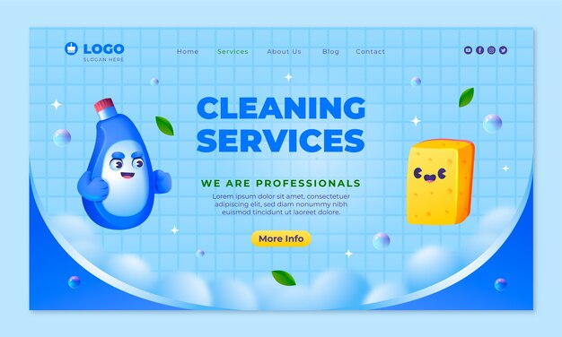 Plantilla de página de destino de servicios de limpieza de gradiente