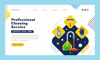 Vector gratuito plantilla de página de destino de servicios de limpieza de gradiente