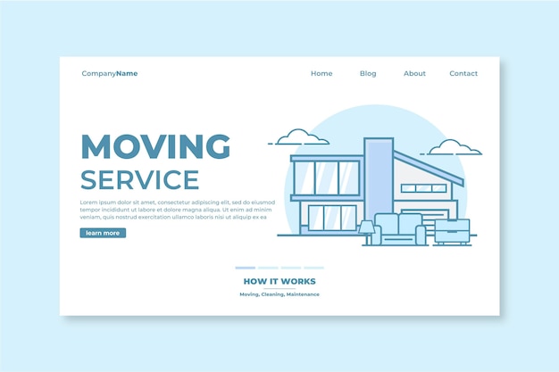 Vector gratuito plantilla de página de destino de servicios de mudanza de casa