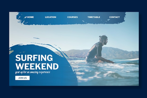 Vector gratuito plantilla de página de destino de surf