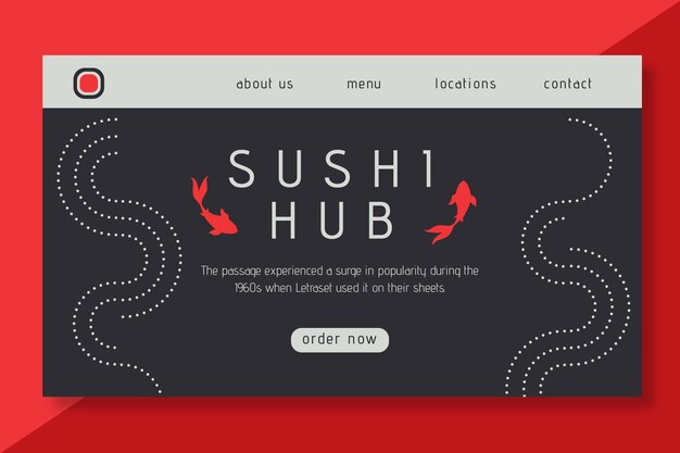 Vector gratuito plantilla de página de destino de sushi hub