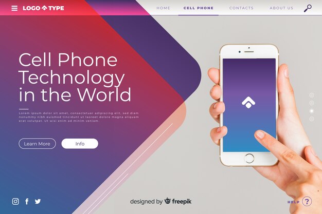Plantilla de página de destino de tecnología con foto