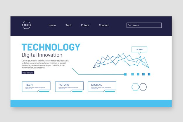 Plantilla de página de destino de tecnología mínima de diseño plano