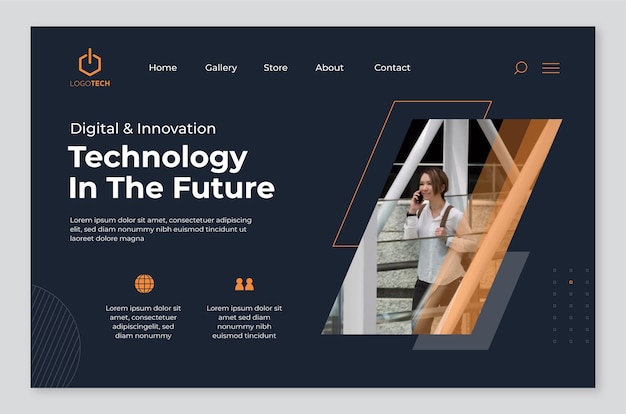 Vector gratuito plantilla de página de destino de tecnología mínima de diseño plano