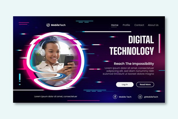 Plantilla de página de destino de tecnología móvil