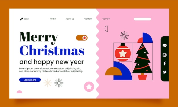Vector gratuito plantilla de página de destino de temporada navideña