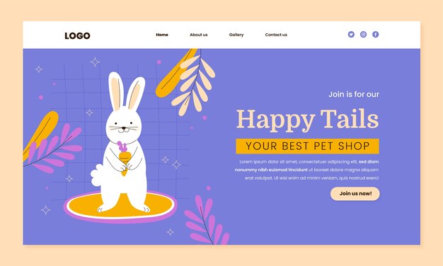 Plantilla de página de destino de tienda de mascotas dibujada a mano