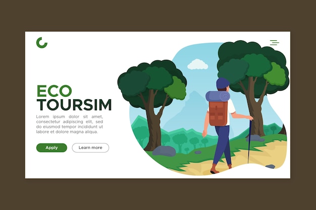 Vector gratuito plantilla de página de destino de turismo ecológico