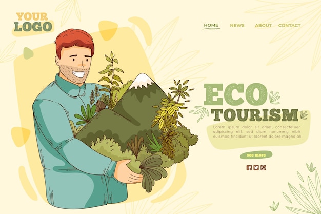 Plantilla de página de destino de turismo ecológico