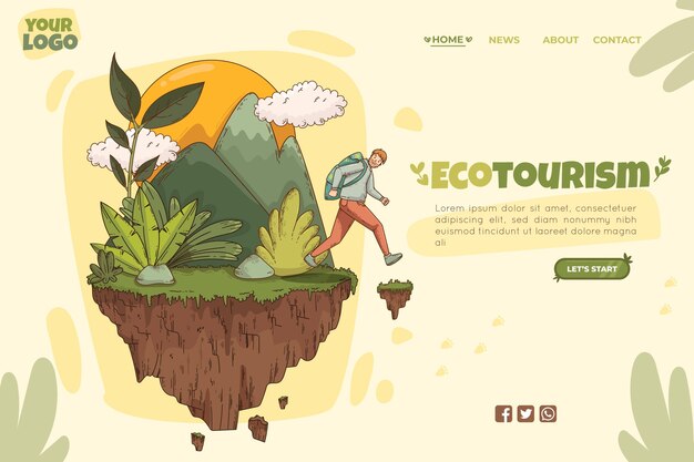 Plantilla de página de destino de turismo ecológico