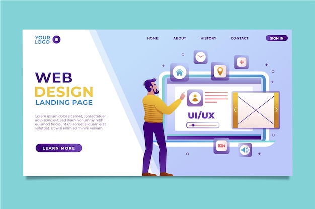 Plantilla de página de destino de ui ux degradado