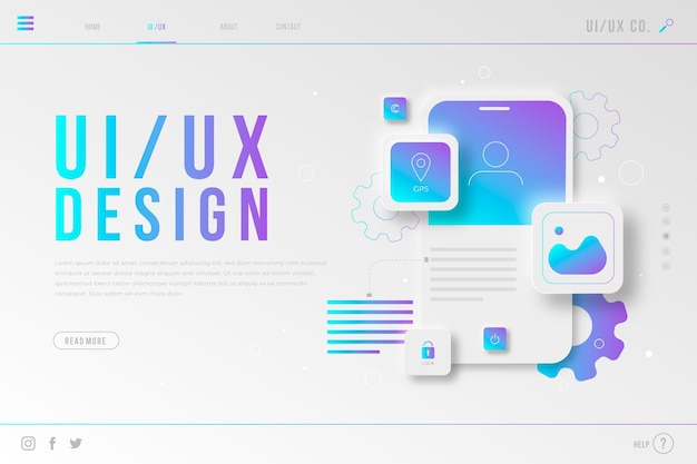 Vector gratuito plantilla de página de destino de ui ux degradado