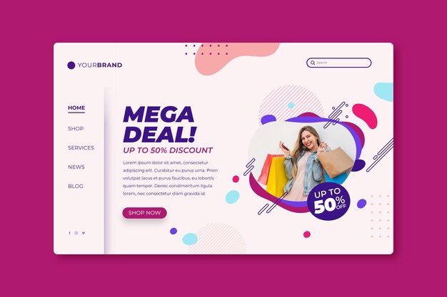 Plantilla de página de destino de venta con foto