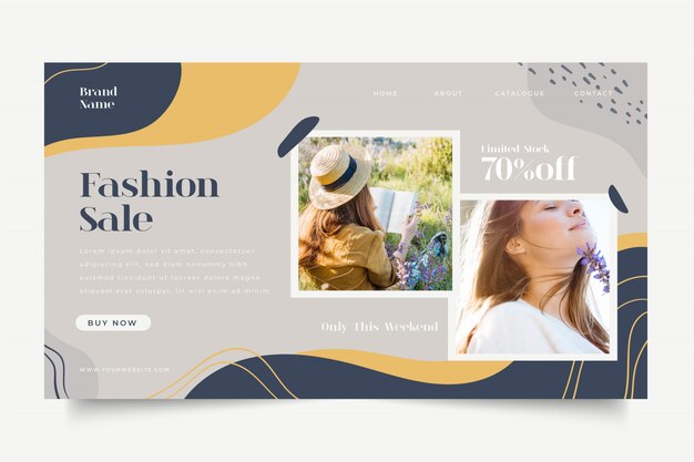 Plantilla de página de destino de venta de moda con imagen