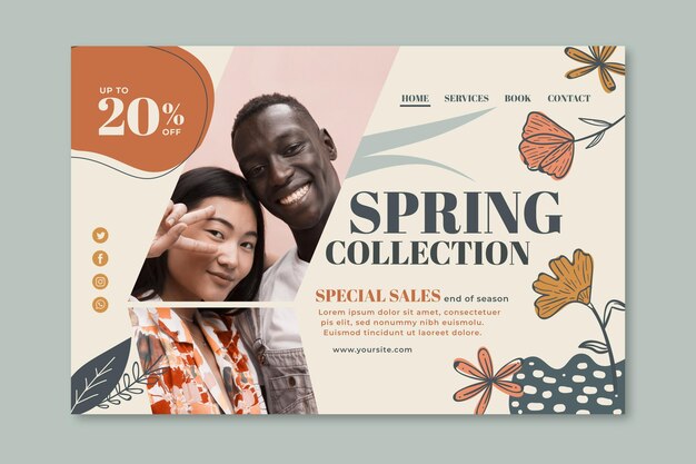 Plantilla de página de destino para venta de moda de primavera