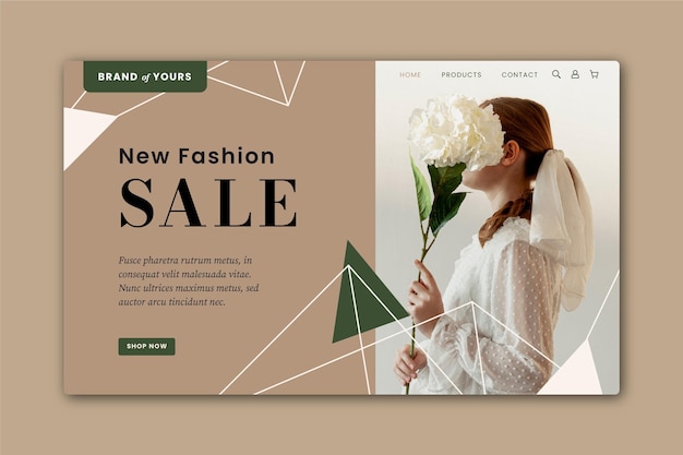 Vector gratuito plantilla de página de destino de venta de moda