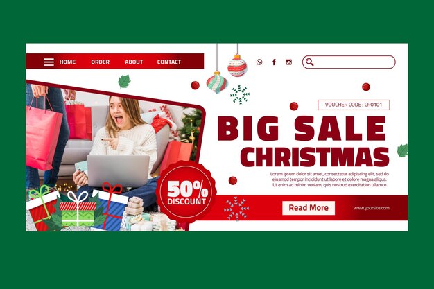 Plantilla de página de destino de venta de Navidad