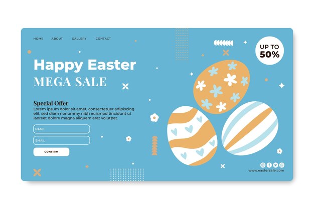 Vector gratuito plantilla de página de destino de venta de pascua