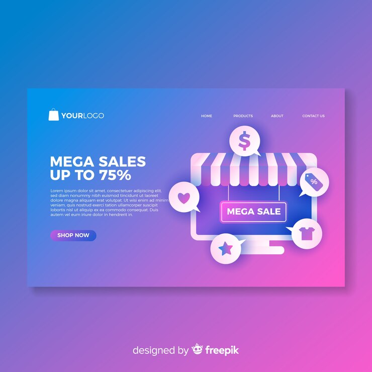 Vector gratuito plantilla de página de destino de venta plana