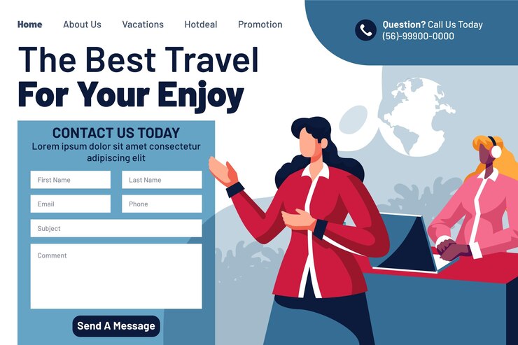 Vector gratuito plantilla de página de destino de venta de viajes