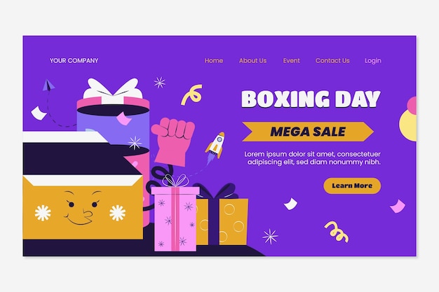 Vector gratuito plantilla de página de destino de ventas del día del boxeo