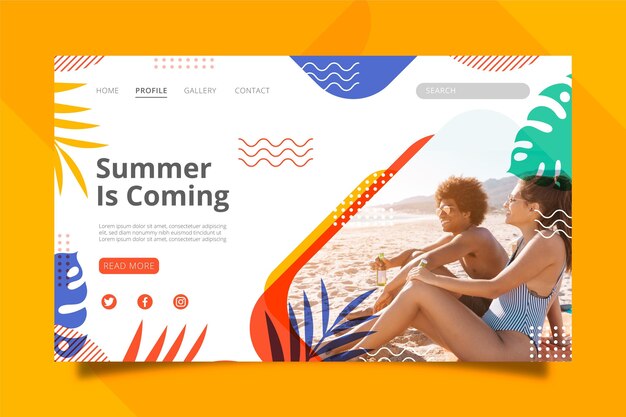 Vector gratuito plantilla de página de destino de verano plana