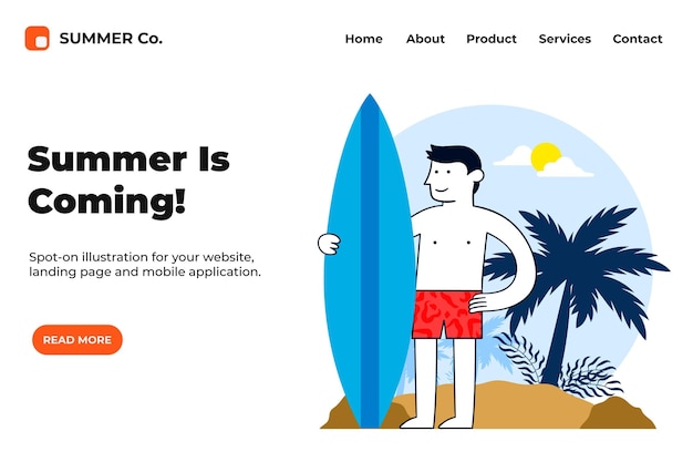 Vector gratuito plantilla de página de destino de verano plana