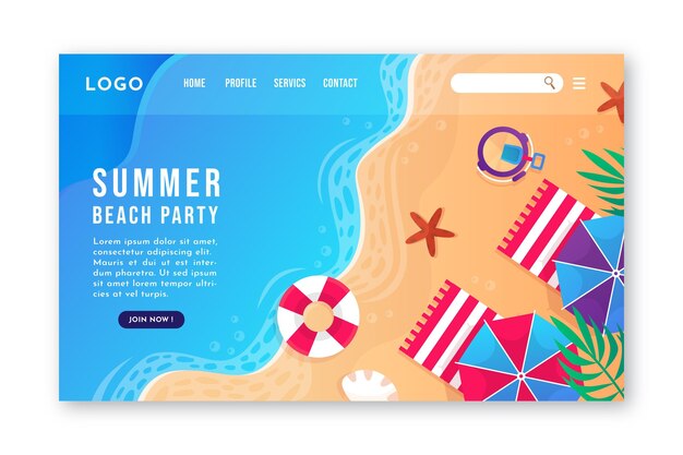 Plantilla de página de destino de verano plana