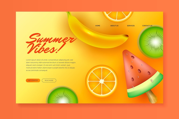 Plantilla de página de destino de verano realista