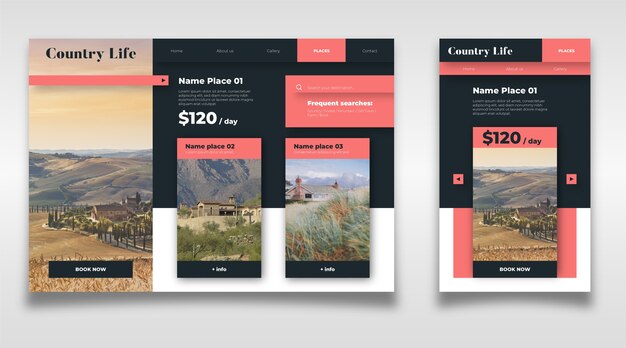 Plantilla de página de destino de viaje con foto