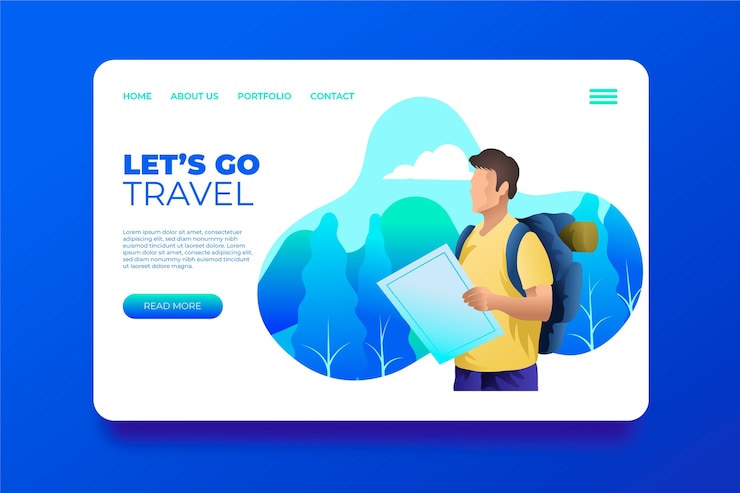 Vector gratuito plantilla de página de destino de viajes