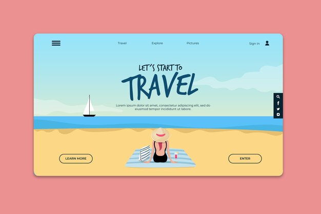 Plantilla de página de destino de viajes