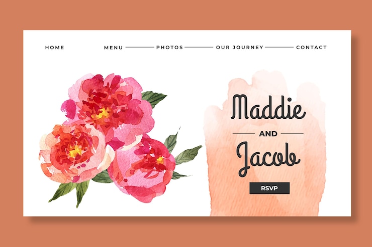 Vector gratuito plantilla de página de inicio de boda floral