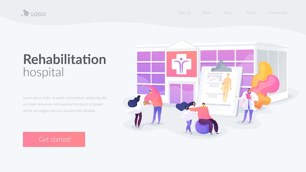 Vector gratuito plantilla de página de inicio de clínica de fisioterapia y rehabilitación