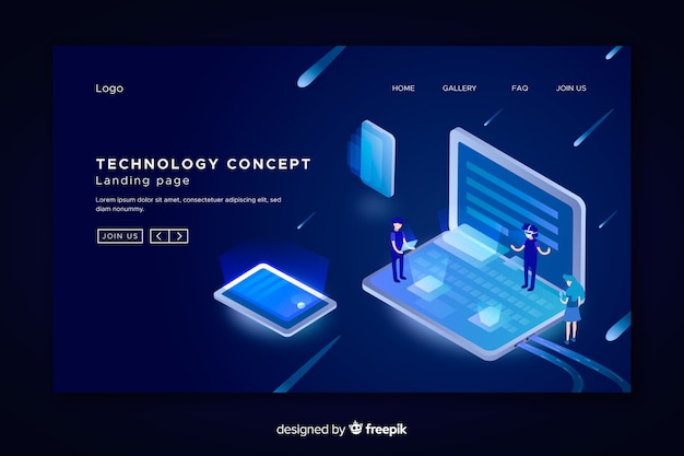 Plantilla de página de inicio de concepto de tecnología