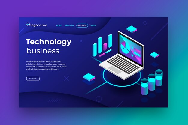 Plantilla de página de inicio de concepto de tecnología
