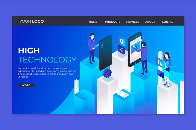Plantilla de página de inicio de concepto de tecnología