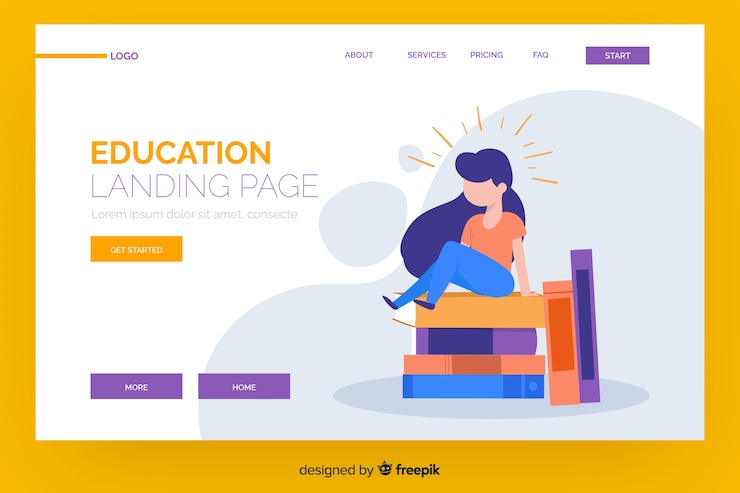 Vector gratuito plantilla de página de inicio de educación en línea