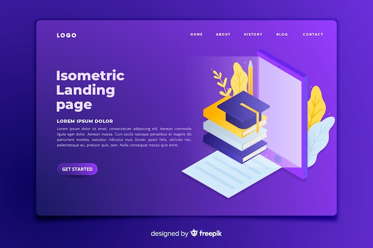 Vector gratuito plantilla de página de inicio de educación en línea