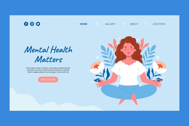 Plantilla de página de inicio plana para la concientización sobre el día mundial de la salud mental