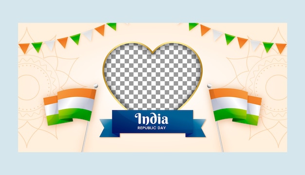 Vector gratuito plantilla de pancarta horizontal gradiente para la celebración del día de la república de la india