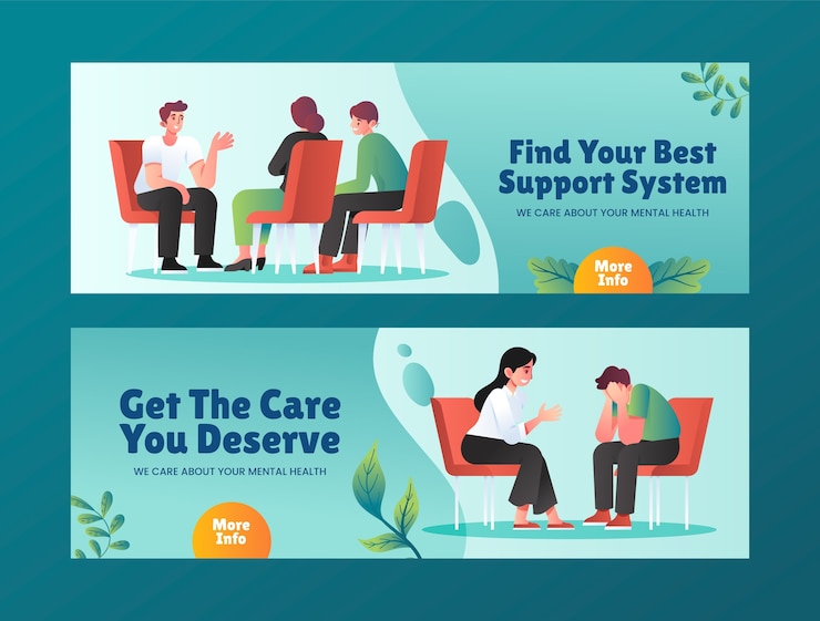 Vector gratuito plantilla de pancarta horizontal gradiente para el día mundial de la salud mental
